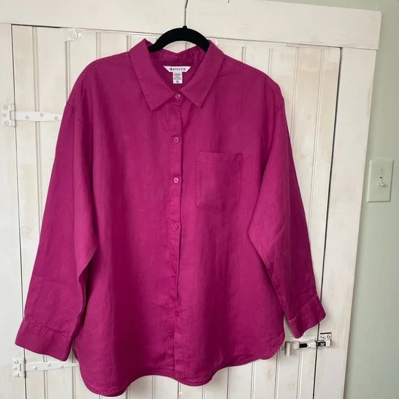 Athleta Retreat Linen Top Iceland Pink Size XL Oversized - Picture 12 of 12